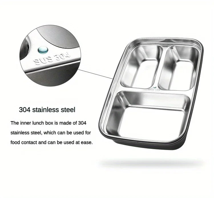Stainless Steel Leak-Proof Lunch Box – 3/4 Compartment Bento for School & Office
