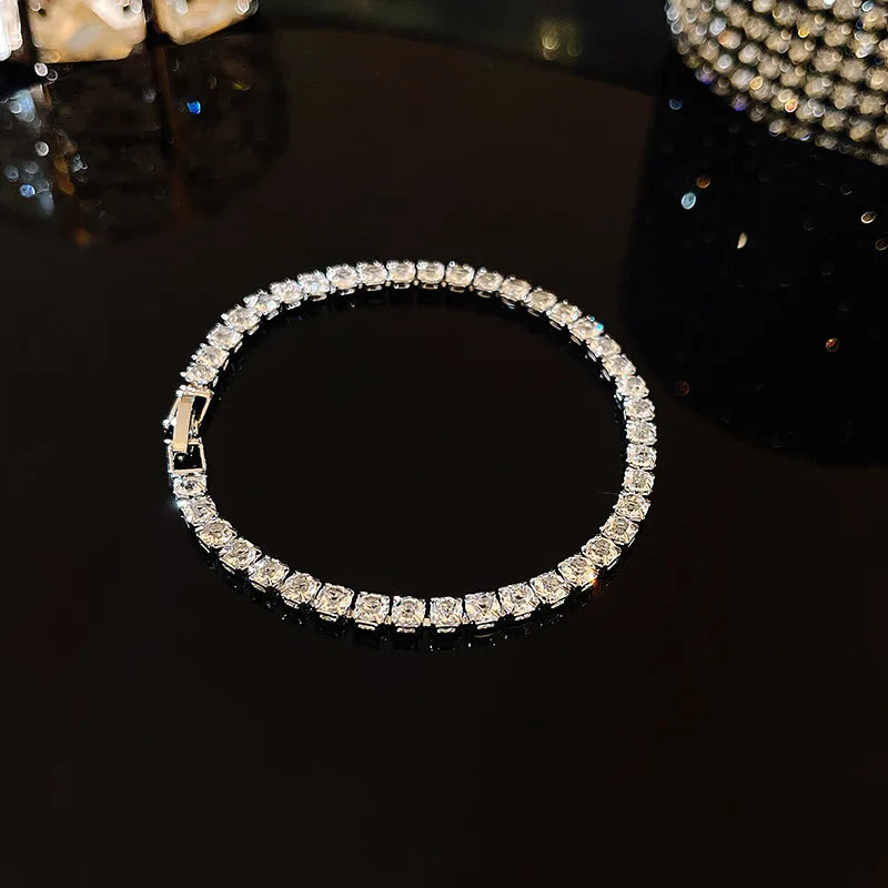 Luxury Cubic Zirconia Tennis Bracelet – Gold Chain for Women