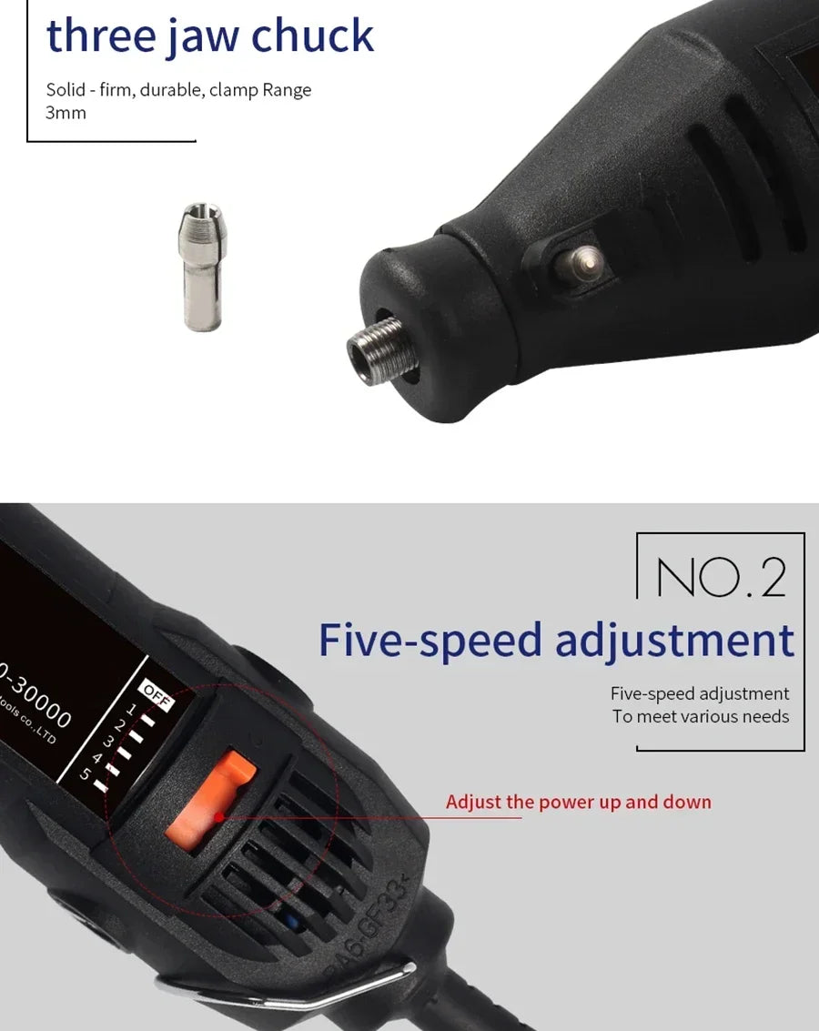 JANGKLIFE Electric Mini Drill Grinder – 110V/220V Rotary Tool Kit (Compatible with 3000/4000 Series)