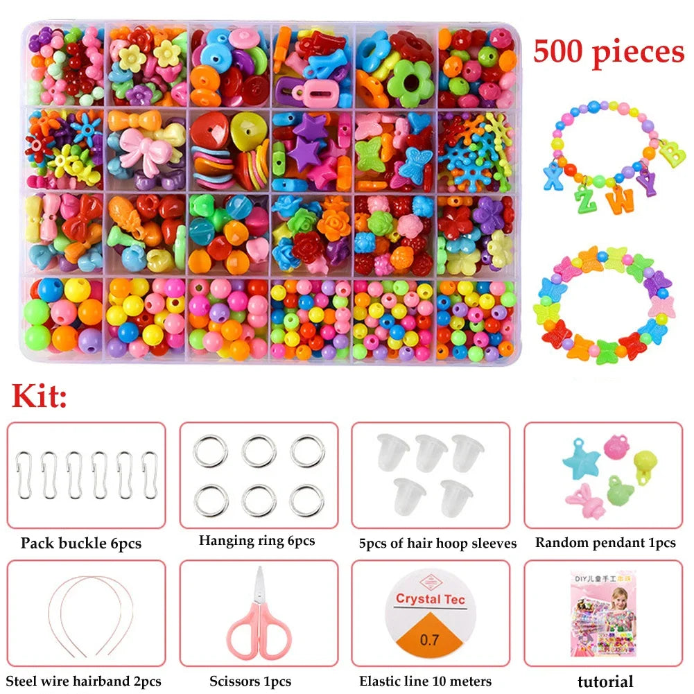 500PCS DIY Beaded Jewelry Kit – Spacer Beads Craft Set for Girls