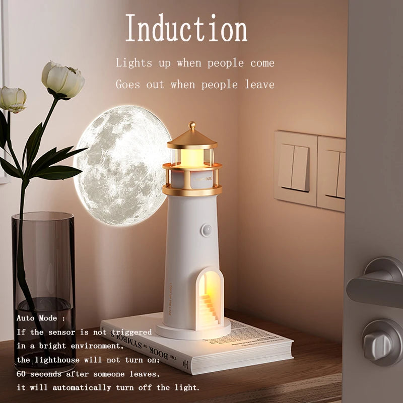 Moon Lamp Projection Lighthouse – Bluetooth Night Light with Remote