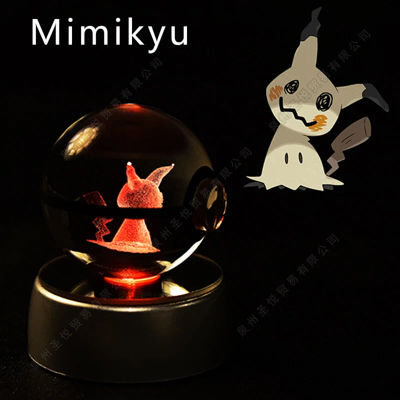 3D Pokémon Crystal Ball Lamp – Pikachu, Gengar & Mewtwo Night Light