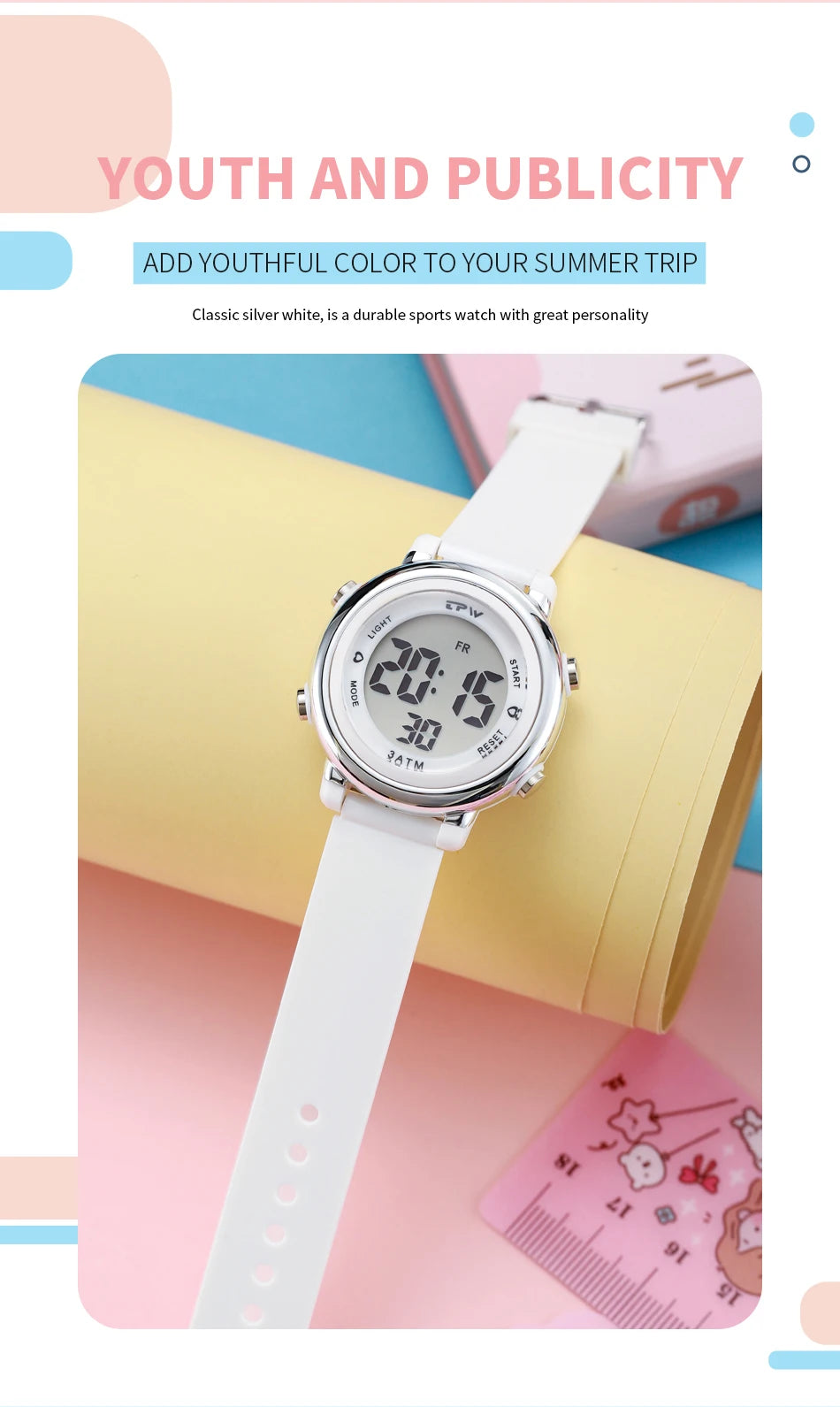 Waterproof Alarm Student Watches Boys Girls Lady Sport Watch Colorful Led Digital Wristwatches