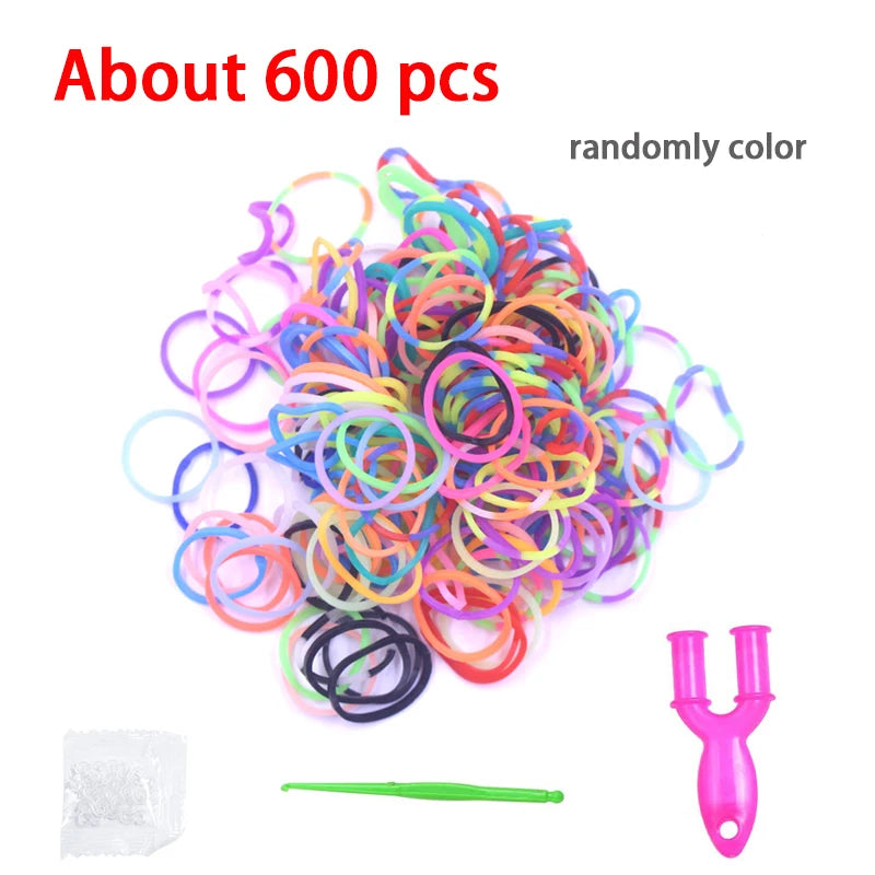 Colorful Loom Bands Bracelet Kit – 600–1500PCS DIY Craft Set