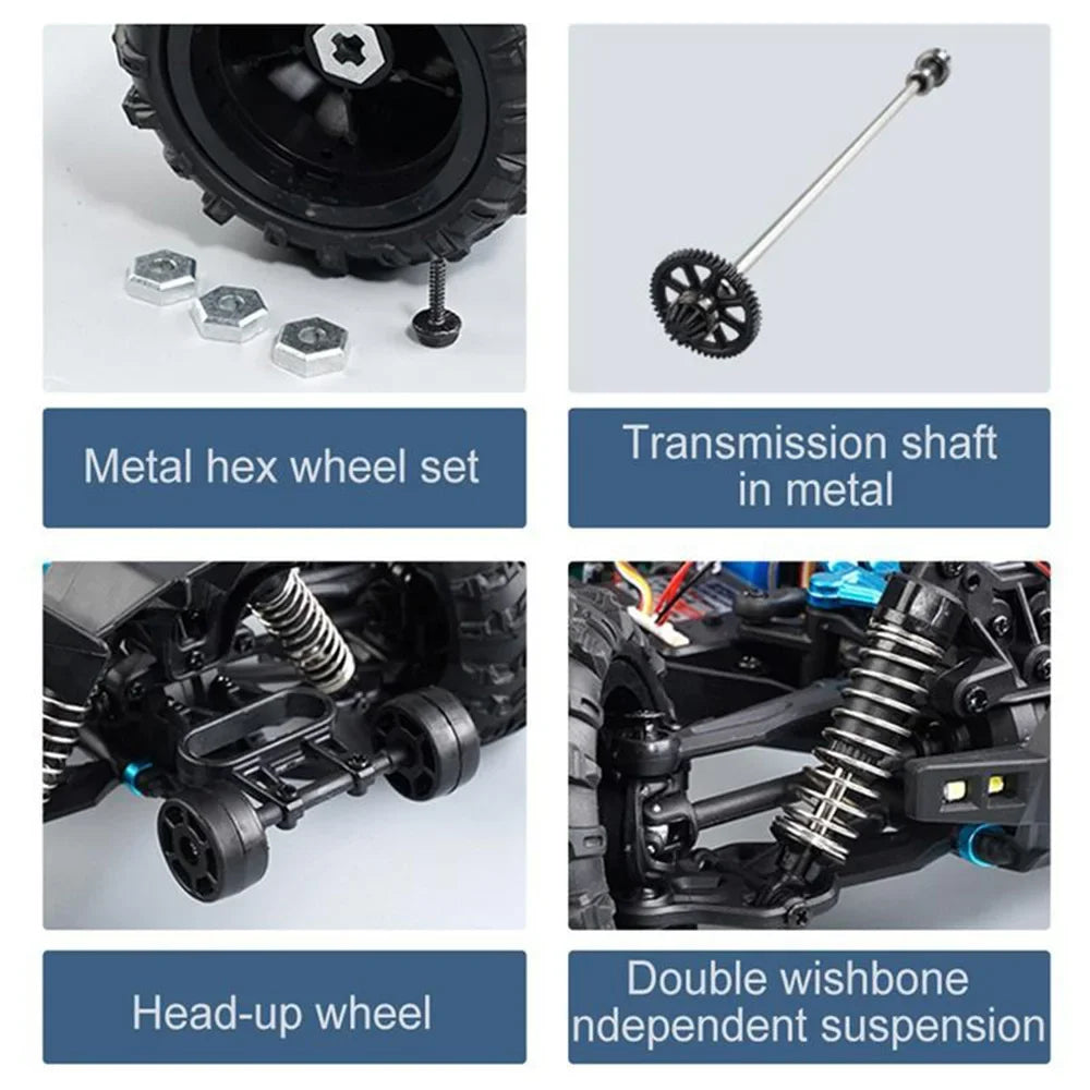 WLtoys 1:16 Scale Large RC Car 50km/h High Speed 4WD Children Toy for Boys Remote Control Car 2.4G Off Road Monster Truck RC Toy