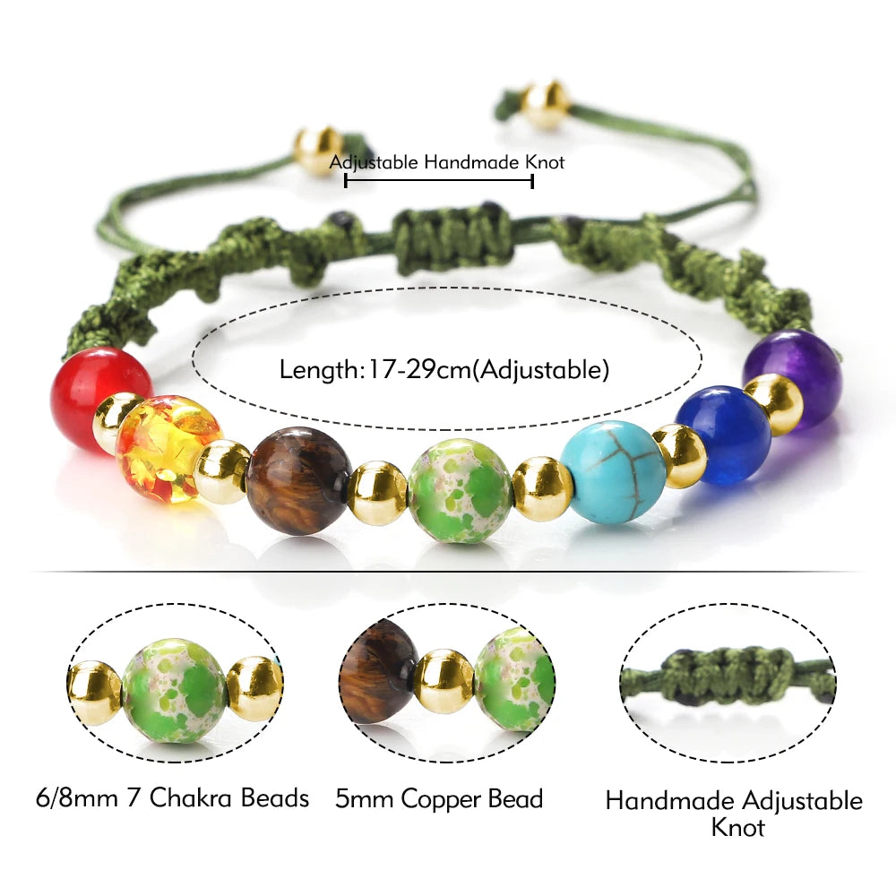 Reiki 7 Chakra Bracelet – Natural Stone Yoga Healing Jewelry