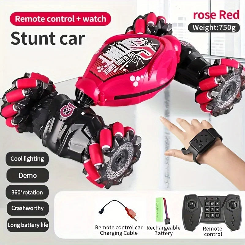 4WD RC Drift Car With Music Led Lights 2.4G Gesture Radio Remote Control Spray Stunt Car 360° Rotating Climbing Car Toys Gift