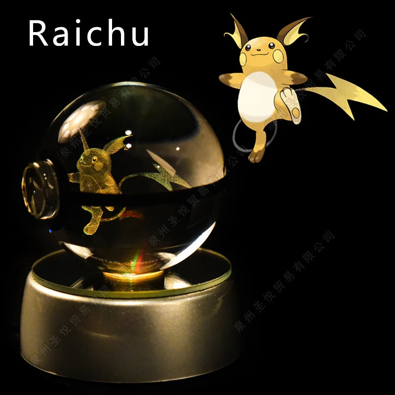 3D Pokémon Crystal Ball Lamp – Pikachu, Gengar & Mewtwo Night Light