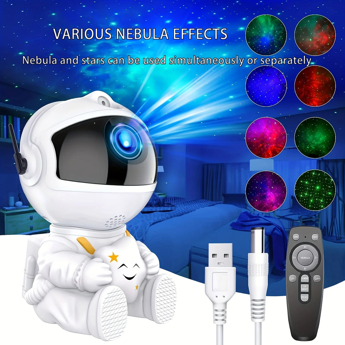 Astronaut Galaxy Star Projector – LED Night Light for Bedroom & Home Decor