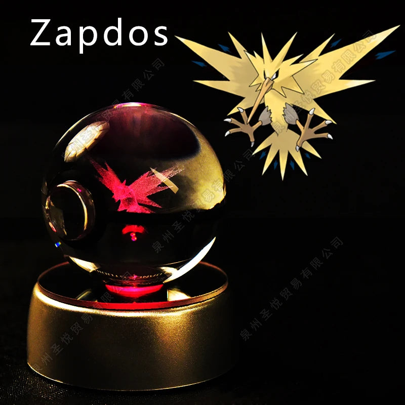 3D Pokémon Crystal Ball Lamp – Pikachu, Gengar & Mewtwo Night Light