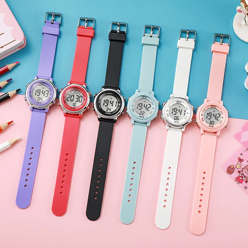 Waterproof Alarm Student Watches Boys Girls Lady Sport Watch Colorful Led Digital Wristwatches