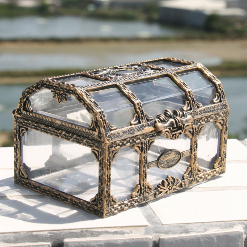 1Plastic Transparent Pirate Treasure Box Crystal Gem Jewelry Box Storage Organizer Chest Treasure for Jewelry Gem Trinket Box
