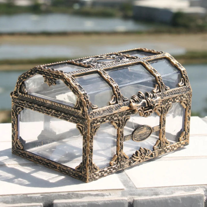 1Plastic Transparent Pirate Treasure Box Crystal Gem Jewelry Box Storage Organizer Chest Treasure for Jewelry Gem Trinket Box