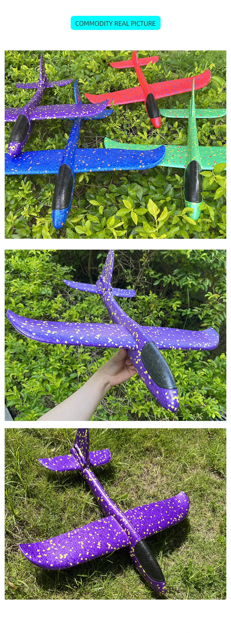 33/50CM Big Flash Glider Foam Plane Hand Throw Light Inertial AirPlane Outdoor Launch Fun of Kids Toys for Children Boys Gift