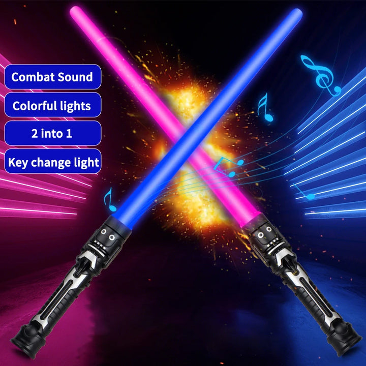 Colorful Glowing Sword Toys Laser Sword Lightsaber Red and Blue Double Saber Telescopic Music Cosplay Cool Flashing Children Toy