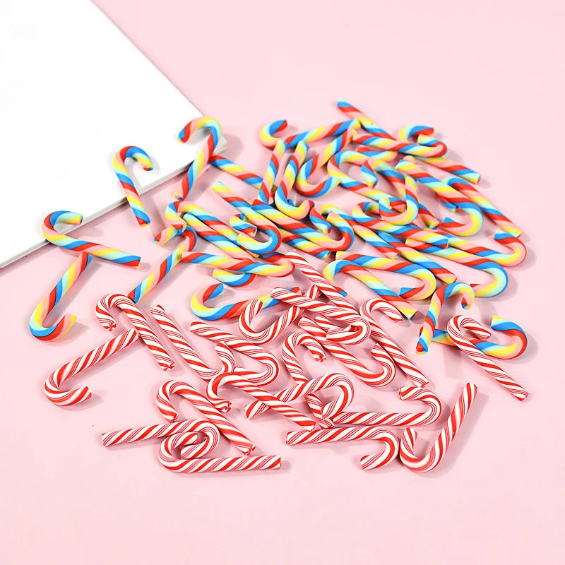 Mini Candy Cane Christmas Decorations – 10/30/50PCS Resin DIY Crafts
