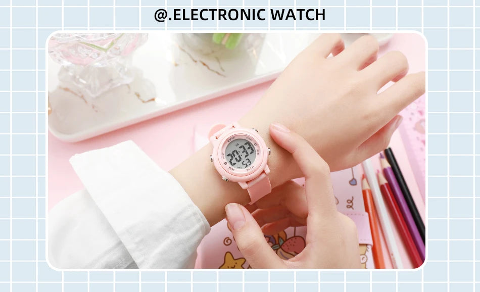 Waterproof Alarm Student Watches Boys Girls Lady Sport Watch Colorful Led Digital Wristwatches