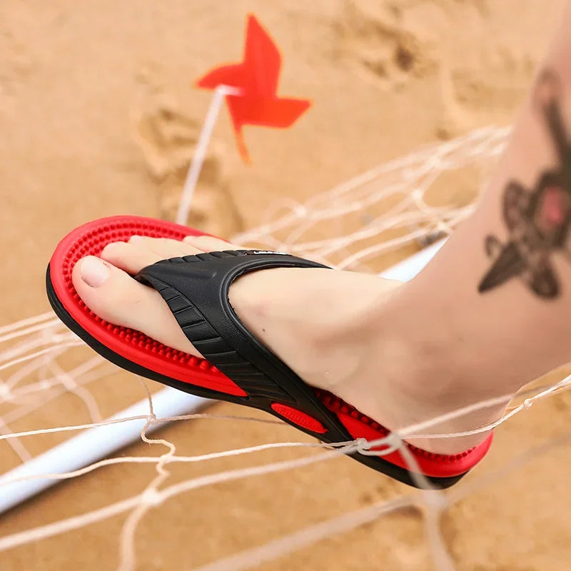 Massage Flip Flops for Men Summer Breathable Beach Shoes Sandals 46 Men Luxury Flip Flops Breathable Plus Big Size Men Slippers