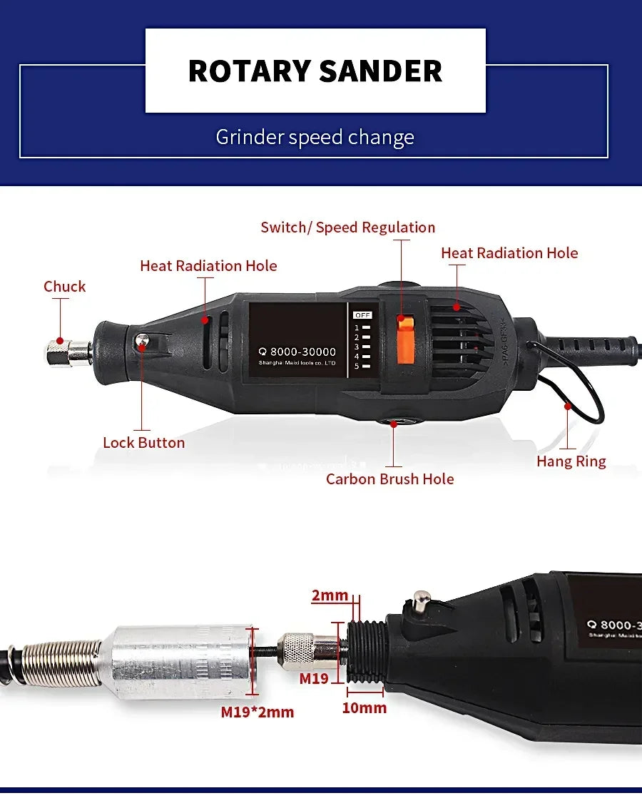 JANGKLIFE Electric Mini Drill Grinder – 110V/220V Rotary Tool Kit (Compatible with 3000/4000 Series)
