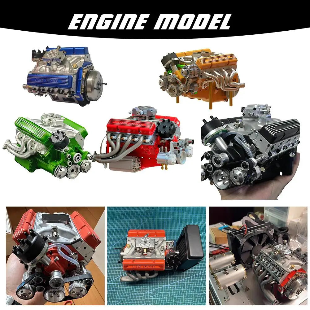 Home Decor V8 Engine Model Gasoline Gasoline Small-Block Engine Model Kits Model Engine Figurine Sculpture Craft For Desk Booksh