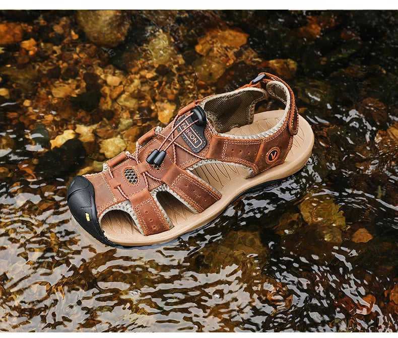 Men’s Breathable Roman Sandals – Casual Outdoor Slip-On Beach Shoes