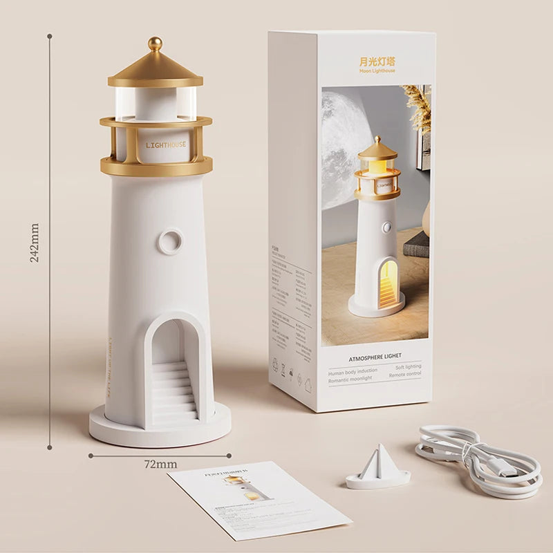 Moon Lamp Projection Lighthouse – Bluetooth Night Light with Remote