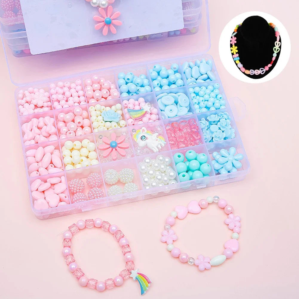 500PCS DIY Beaded Jewelry Kit – Spacer Beads Craft Set for Girls