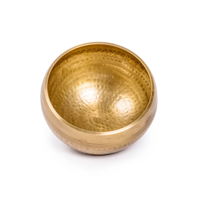 Tibetan Handmade Brass Singing Bowl, Yoga Meditation Bowl for Sound Healing Stress Relief, Buddha Mindfulness bowl Instrument