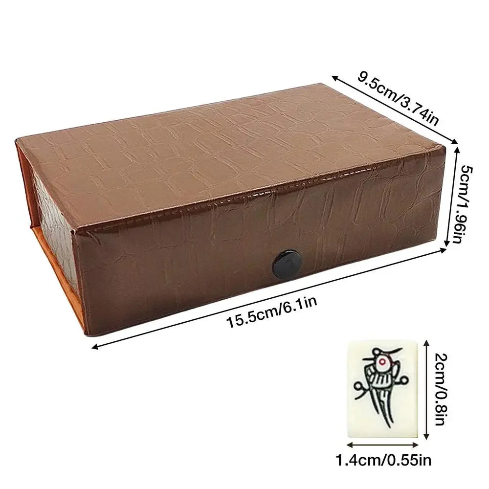 Chinese Mahjong Set – 144 Mini Engraved Tiles for Family Game Play