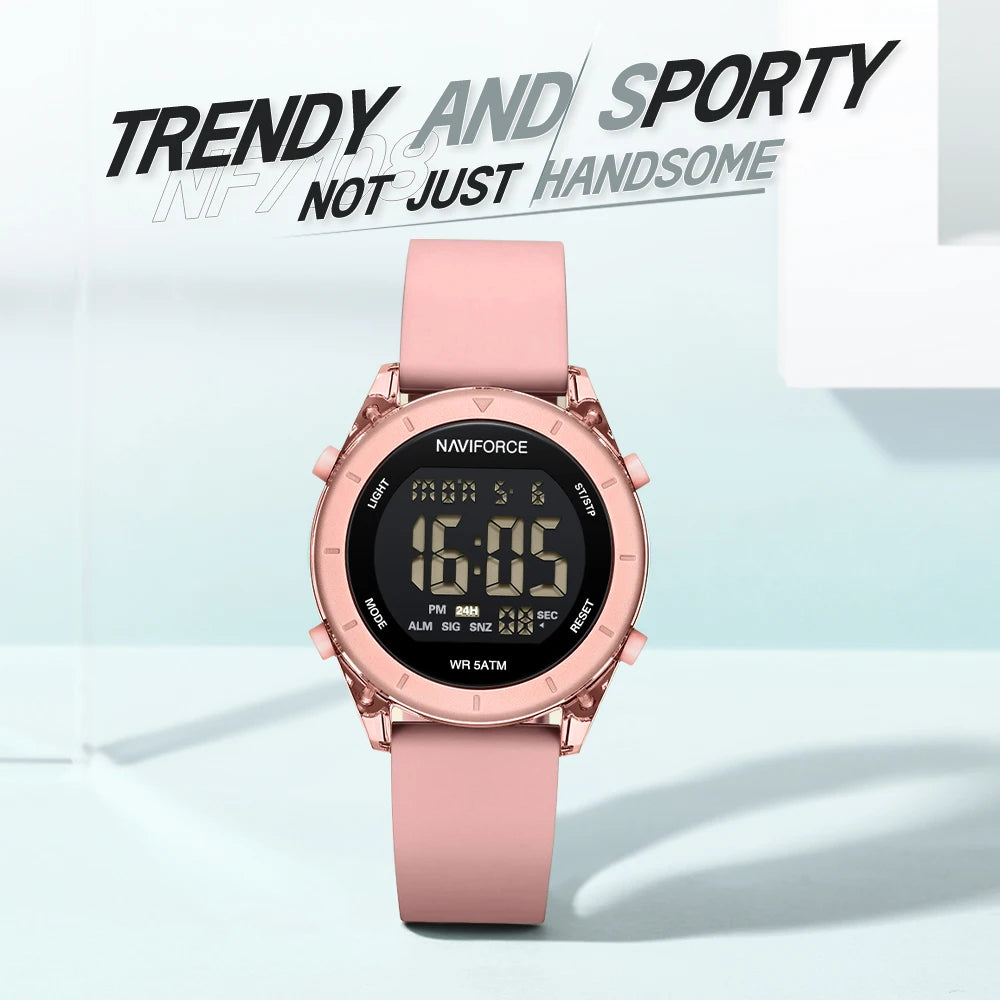 NAVIFORCE Comfortable Silicone Woman watch Waterproof LCD Display Clock Ladies Fashion Sport Electronic Wristwatches Reloj Mujer