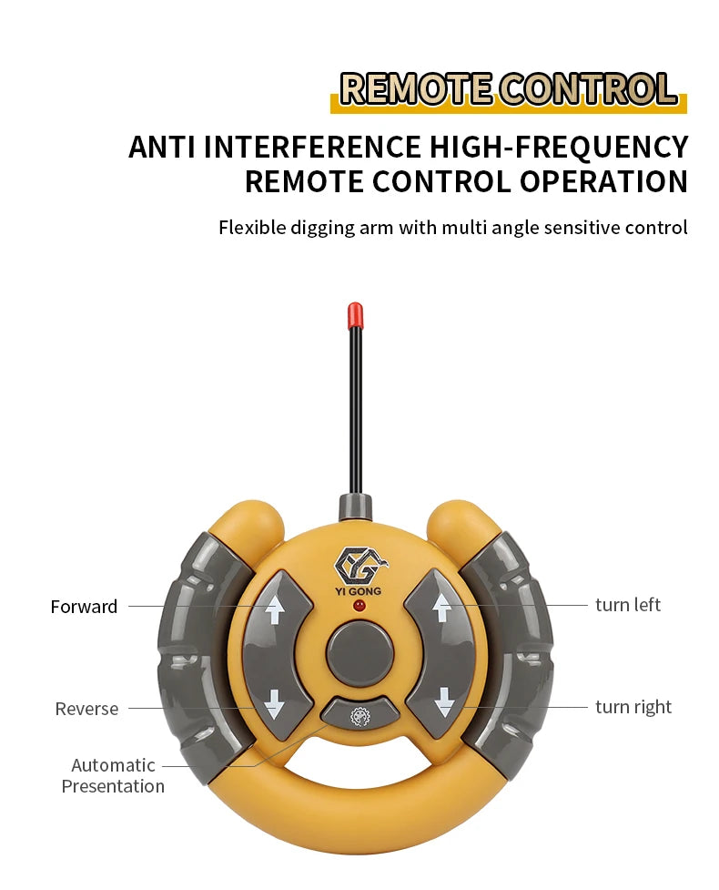 ZWN 2.4G Remote Control Excavator Dump Truck RC Model Car Toy Professional Alloy Plastic Simulation Construction Vehicle for Kid
