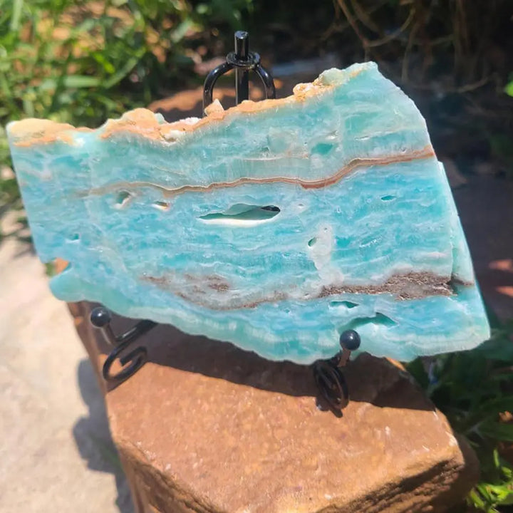 Natural Blue Hemimorphite Crystal Slice – Polished Healing Stone Slab for Home & Energy Decor