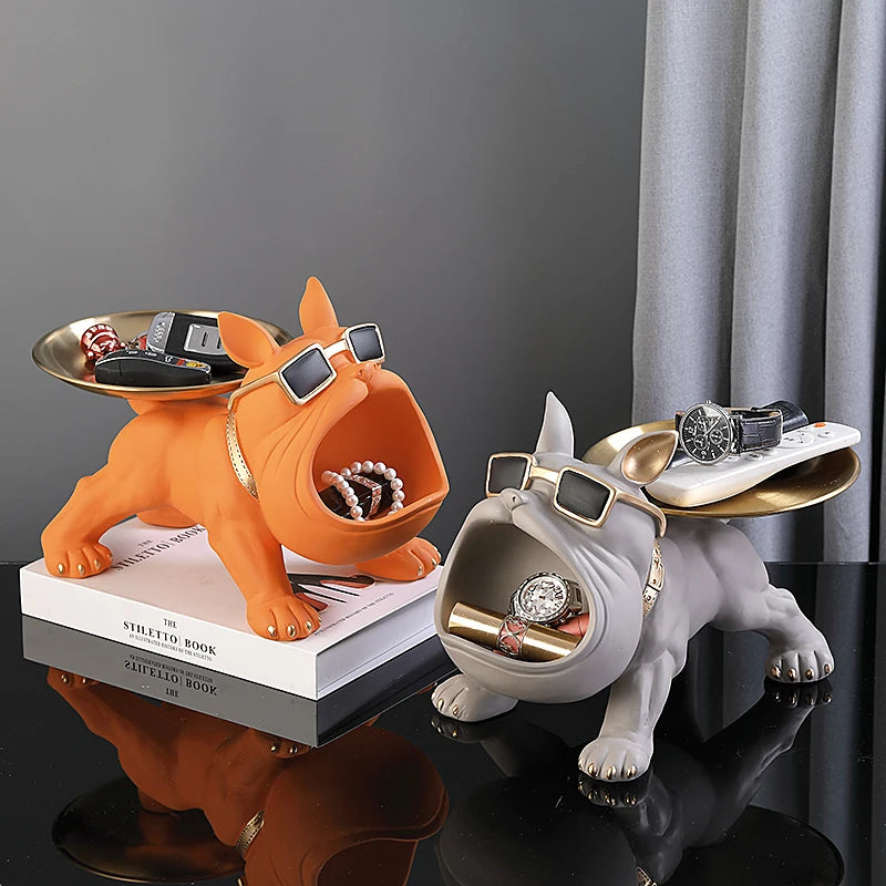 30cm Bulldog Figurine – Resin Dog Sculpture & Storage Box