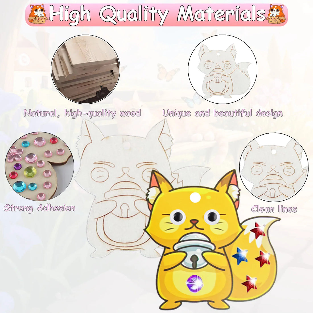 290PCS Wooden Cat Painting Kit – DIY Handcraft & Decoration Set