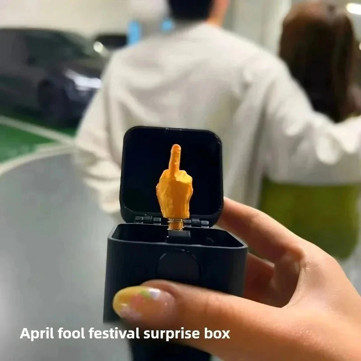Funny Middle Finger in Box - Desk Decor Gag Gift for Halloween, Christmas & Birthday, Novelty Office Toy & Home Decoration
