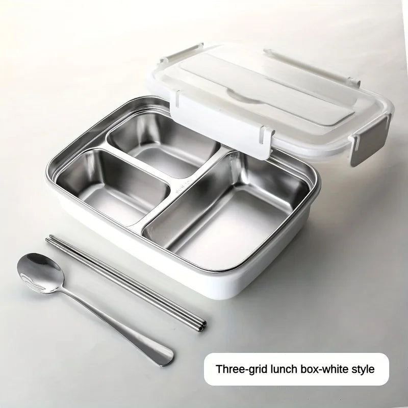 Stainless Steel Leak-Proof Lunch Box – 3/4 Compartment Bento for School & Office