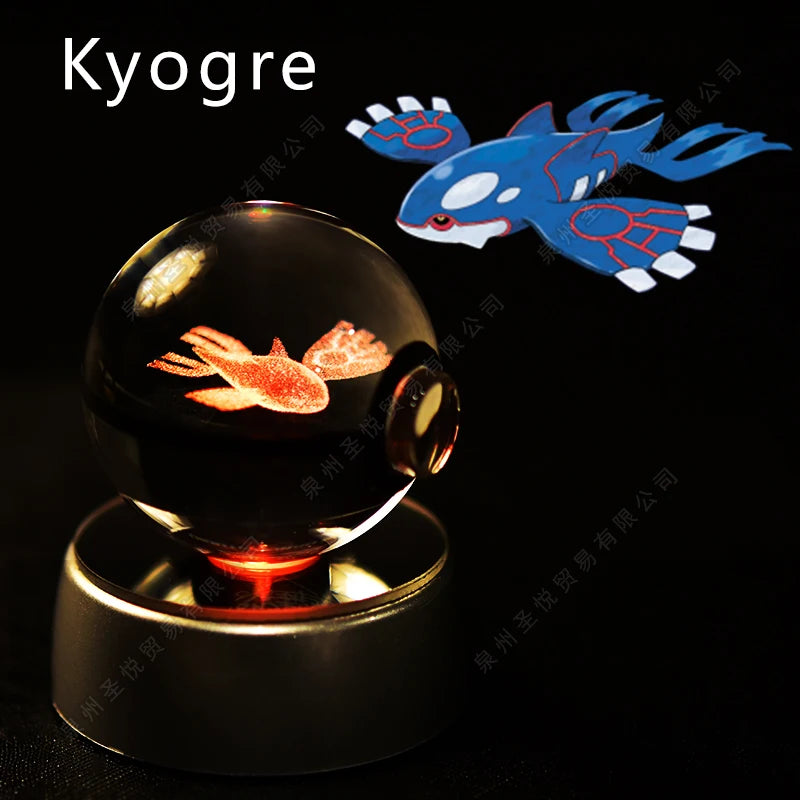 3D Pokémon Crystal Ball Lamp – Pikachu, Gengar & Mewtwo Night Light
