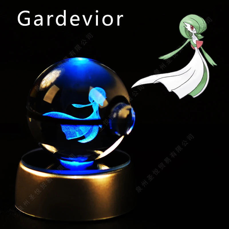 3D Pokémon Crystal Ball Lamp – Pikachu, Gengar & Mewtwo Night Light