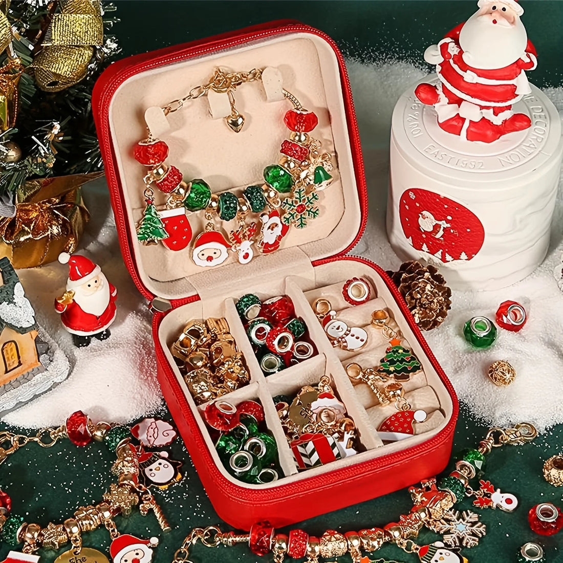 Christmas Charm Bracelet Making Kit – DIY Jewelry Gift Set