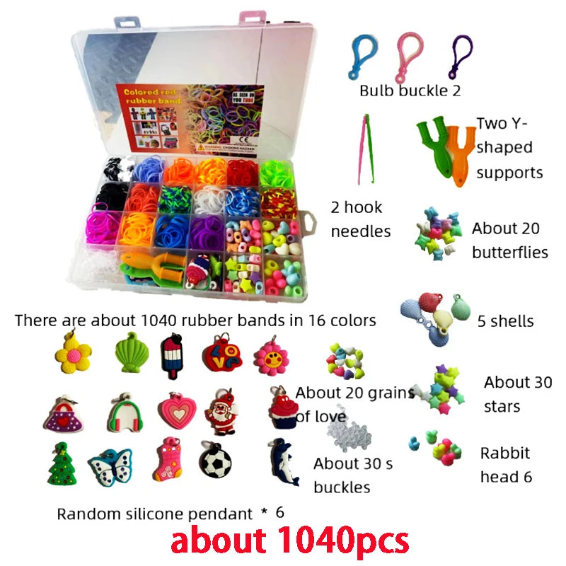 Colorful Loom Bands Bracelet Kit – 600–1500PCS DIY Craft Set