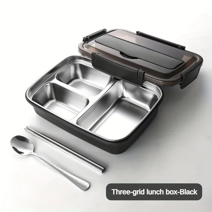Stainless Steel Leak-Proof Lunch Box – 3/4 Compartment Bento for School & Office
