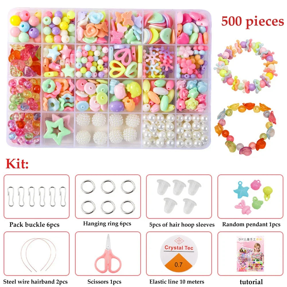 500PCS DIY Beaded Jewelry Kit – Spacer Beads Craft Set for Girls