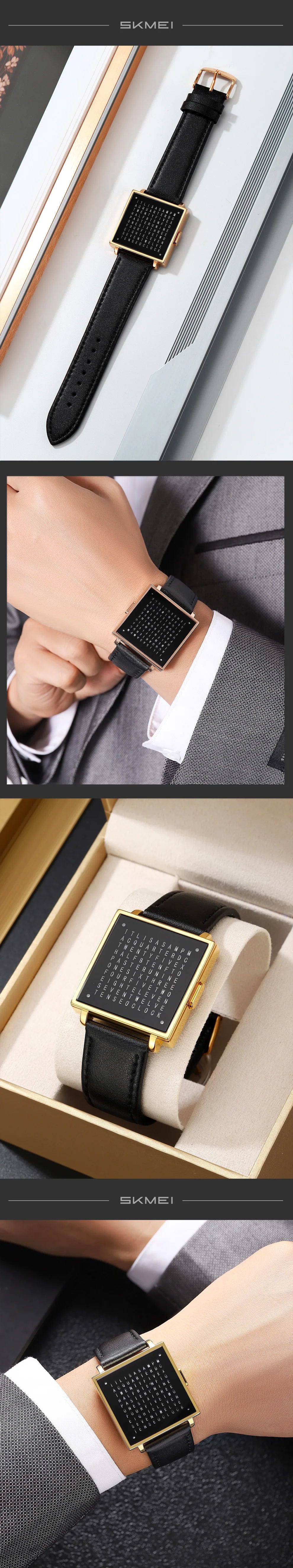 SKMEI 2388 Fashion Electronic Watch Luxury Led Light Digital Wristwatch For Man Date Display Life Waterproof Leather Strap Clock