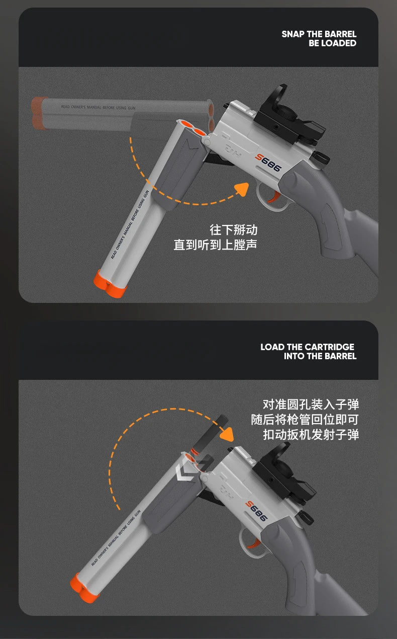 S686 Double-Barrel Airsoft Launcher – Dual Soft-Bullet Toy Rifle