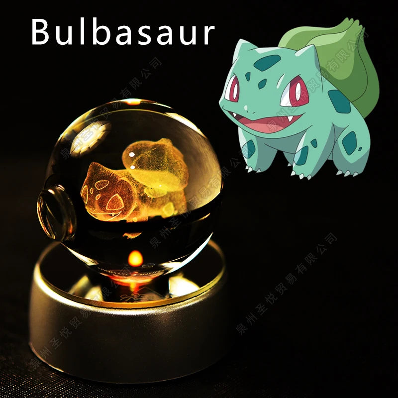 3D Pokémon Crystal Ball Lamp – Pikachu, Gengar & Mewtwo Night Light