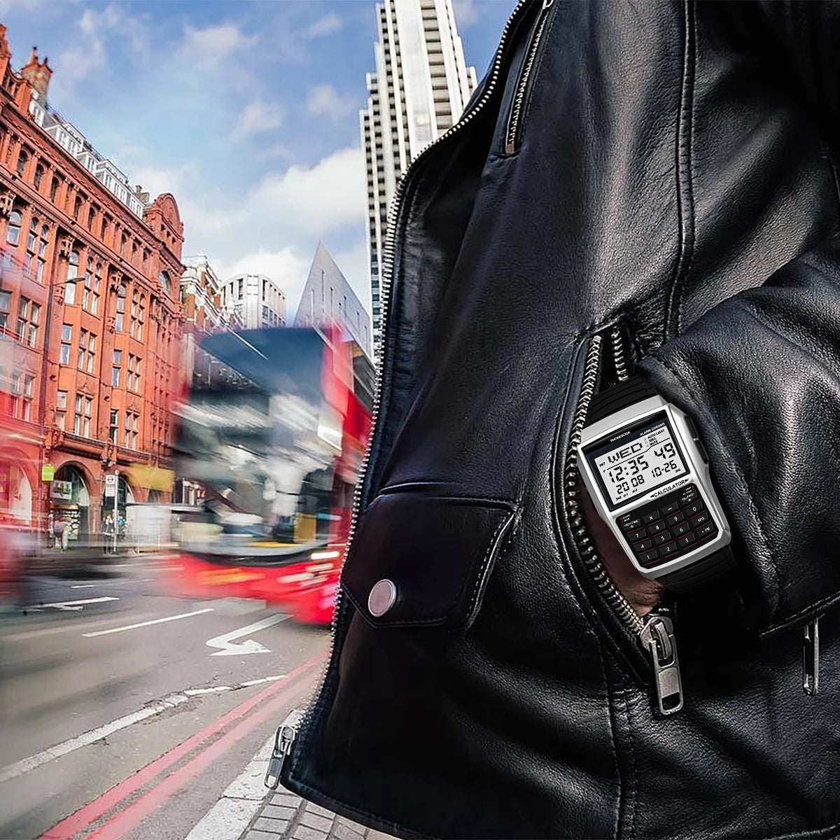 Multifunctional Men's Calculator Watch Fashion Luxury LED Electronic Watch Digital Sports Waterproof Watch Computer Style