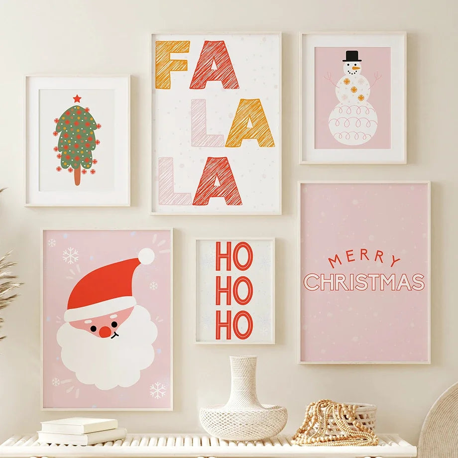 Nordic Christmas Wall Art – Santa & Tree Canvas Prints