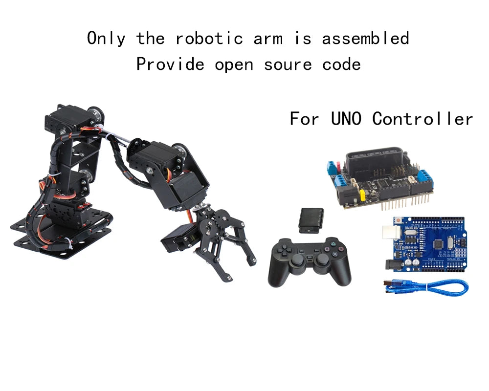 360 Degrees 6 DOF Robot Metal Alloy Mechanical Arm Claw Kit MG996R for Arduino Robotics Kit Educational Ps2 Programmable Toys