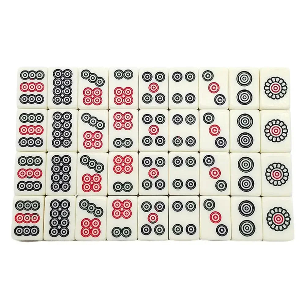 Chinese Mahjong Set – 144 Mini Engraved Tiles for Family Game Play