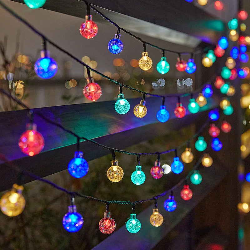 Solar Bubble Ball String Lights – Waterproof Outdoor Christmas Lamp